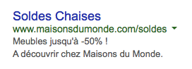 cette annonce n'est pas adaptée au mot clé - ce qui aura une influence négative sur le taux de clic Adwords