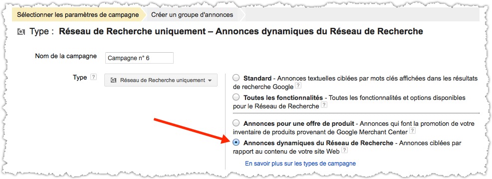 paramétrage des annonces dynamiques Google Adwords