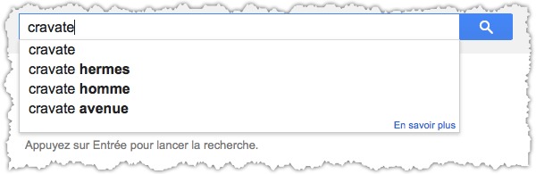 Suggestions proposées par Google