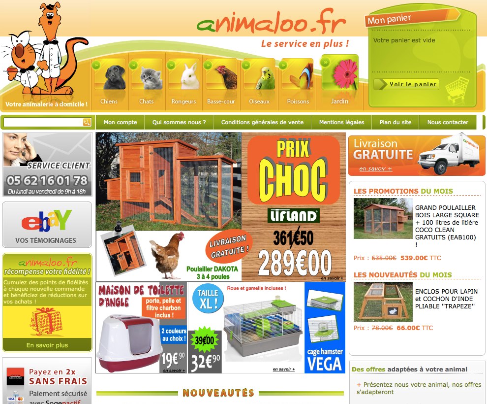 Page accueil boutique Animaloo