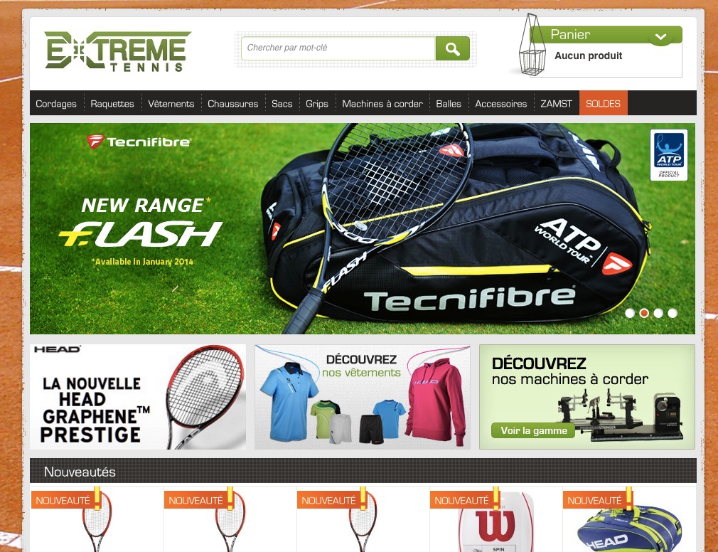 Page accueil site Extreme Tennis