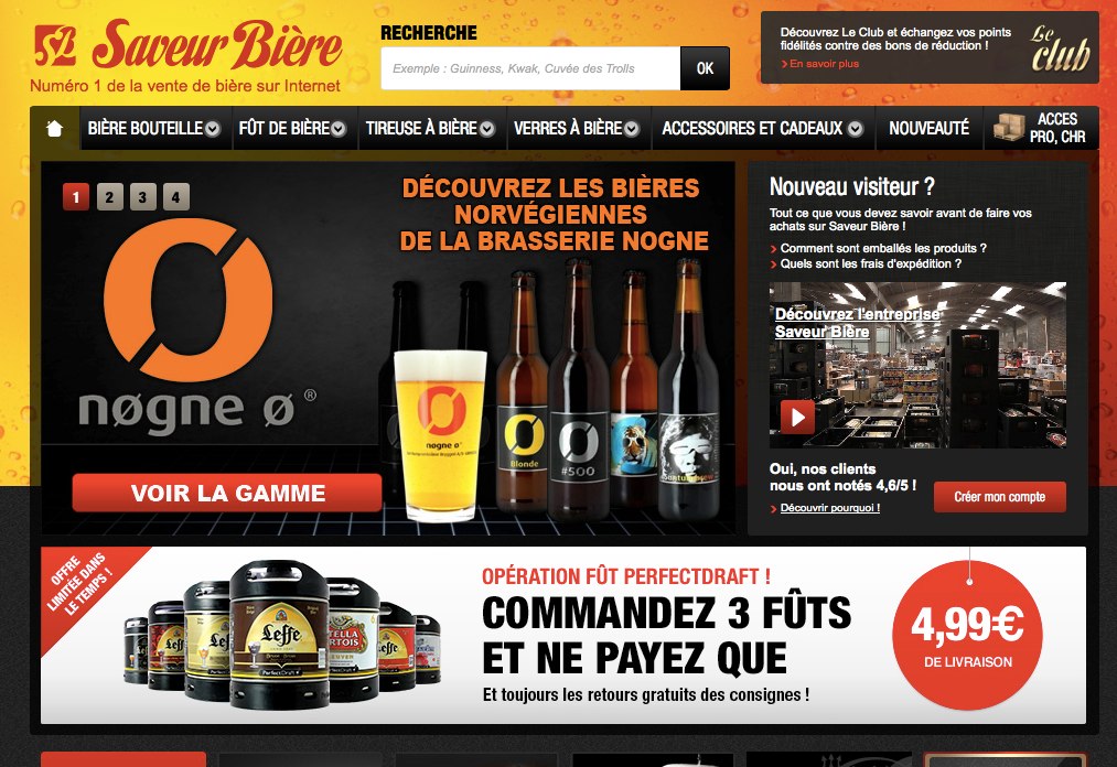 Page accueil site e-commerce Saveur Bière