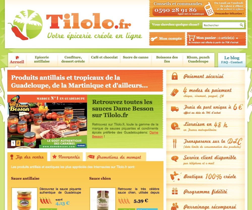 Page accueil site vente en ligne Tilolo.fr