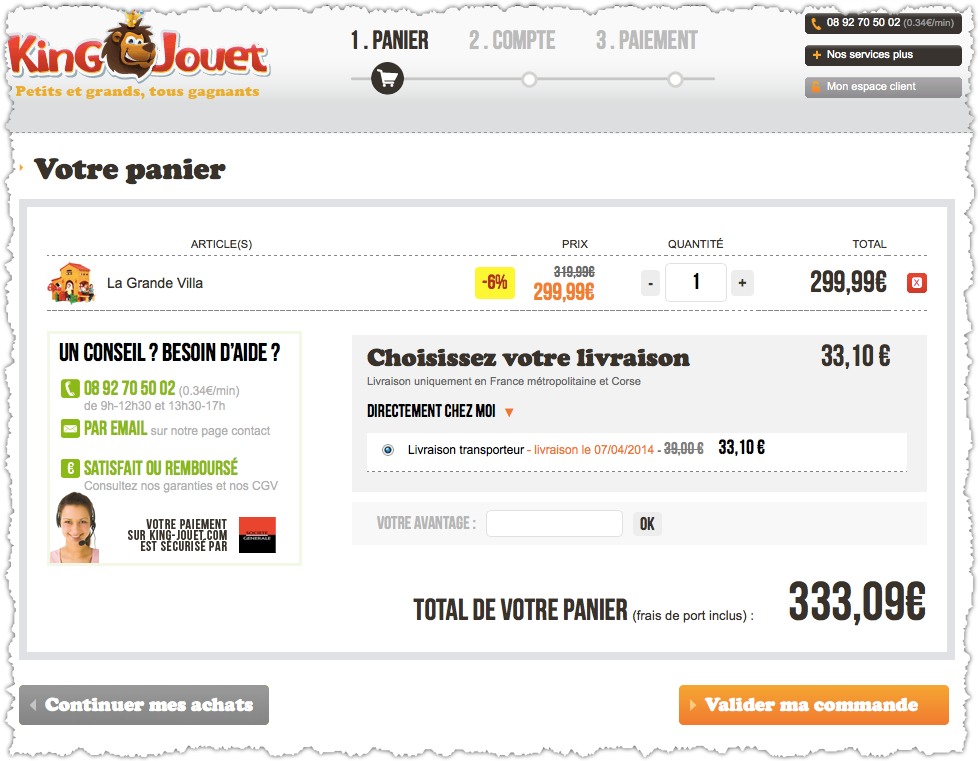 page panier king jouet