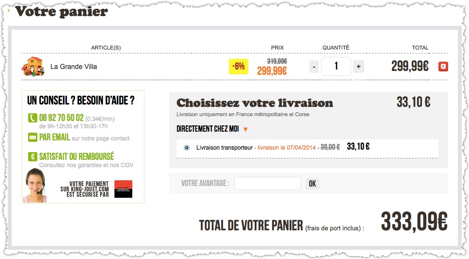 page panier king jouet